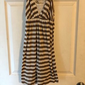 Brown and White Dress